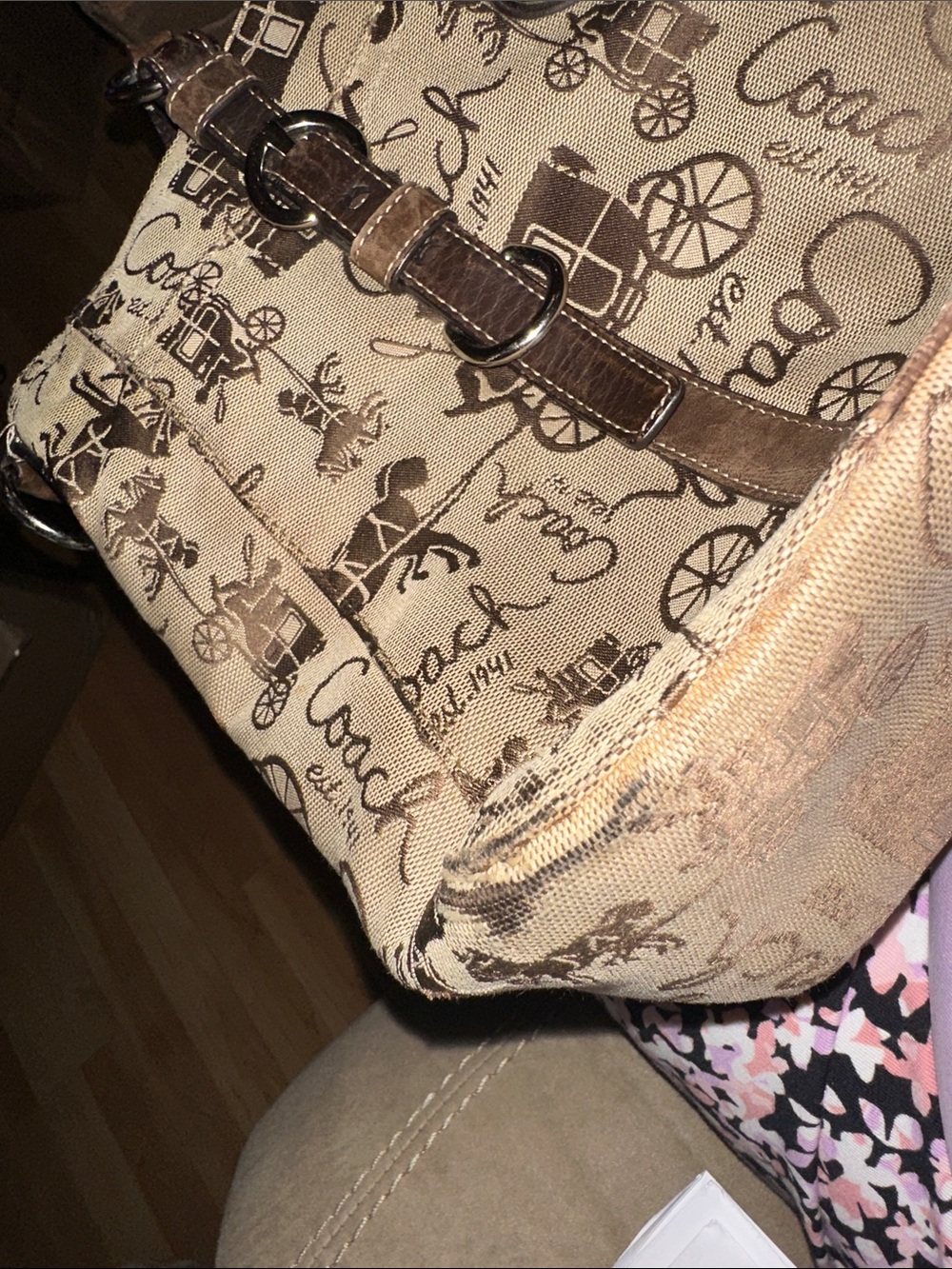 Coach Signature Canvas & Leather Horse & Carriage Tote - Picture 6 of 7